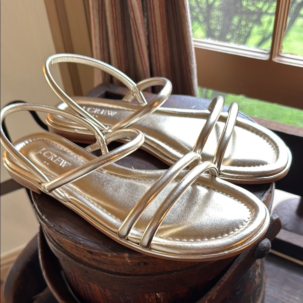 NWT J. Crew Gold Minimalist Sandals